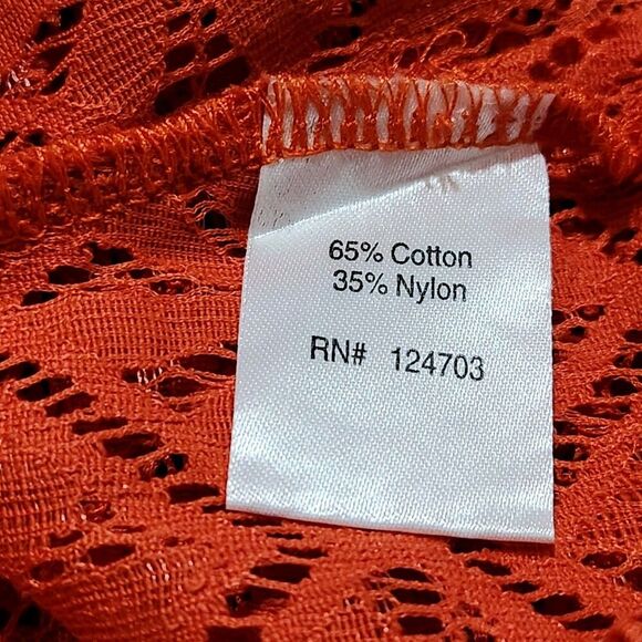 Rebecca Malone Cardigan Size Small Chili Lace Sheer Lightweight Front Buttons - Picture 9 of 10